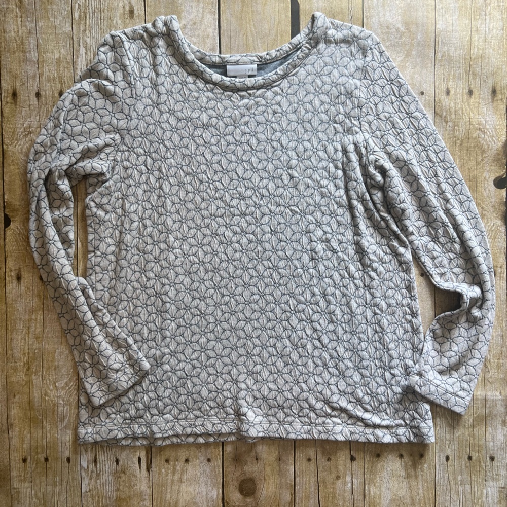 J.Jill, casual long sleeve top, floral print, cream and gray. size XS
